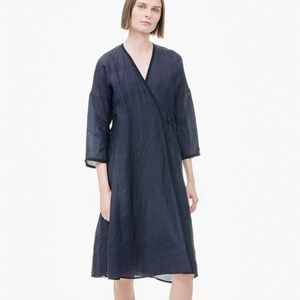DOSA silk wrap dress in midnight